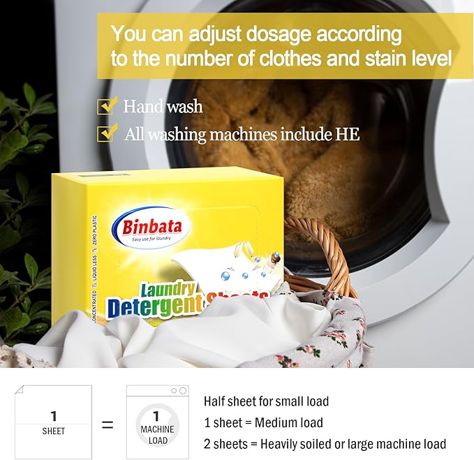 Laundry Detergent Sheets, Up To 128 Loads Champagne Scent Hypoallergenic Eco-Friendly Laundry Sheets, Biodegradable Plastic Free Liquidless Laundry Sheets Detergent Suitable for Sensitive Skin