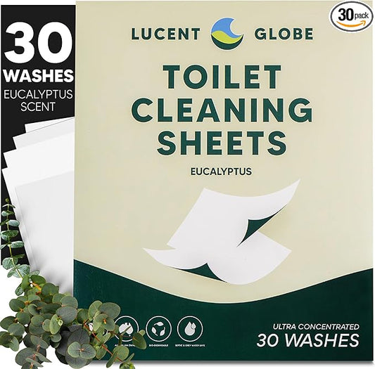 Lucent Globe Toilet Cleaning Sheets | Strips - Tough on Dirt & Stains - Safe for Toilets & Septic Systems - Convenient and Travel Friendly Toilet Bowl Cleaner - Fresh Eucalyptus