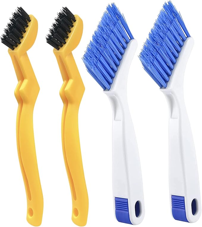 4 PCS Multi Purpose Small Crevice Cleaning Brushes for Tight Narrow Space, Small Scrub Brush Set for Scrubbing Cleaning Kitchen Sink Bathroom Shower Corner Household Use
