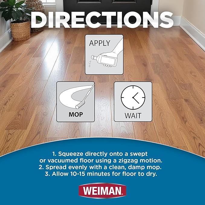 Weiman Hardwood Cleaner for Finished Hardwood Floors, Engineered Floors, Laminate - Streak-Free Results, EPA Safer Choice Certified, 32 oz