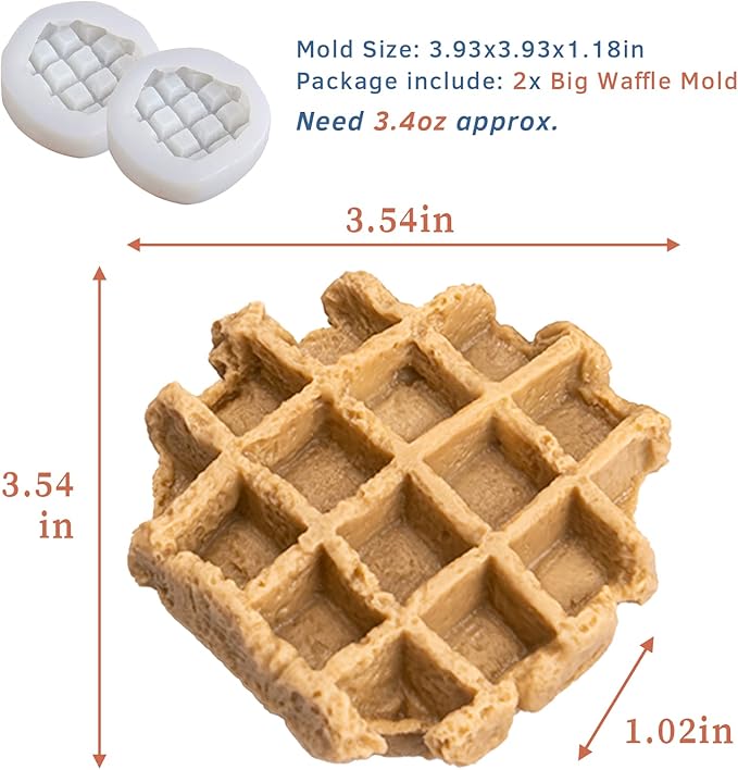 Wehous 2PCS Waffle Silicone Candle Molds, Waffles Bread Shape Candle Soap Mold, Silicone Fondant Chocolate Candy Dessert Cake Decor Mould, Mold for DIY Casting Clay Art Crafts Ornament