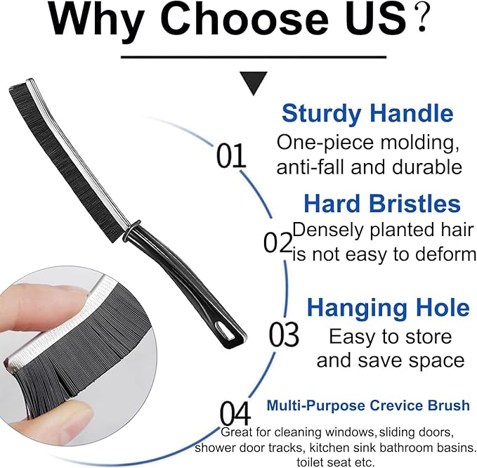 Gap Cleaning Brush Grout Cleaner Brush with Hard Handle Scrub Deep Tile Joints Stiff Angled Bristles for Showers, Bathtubs, Kitchens - Multi-Surface All-Around Household Cleaning Tool