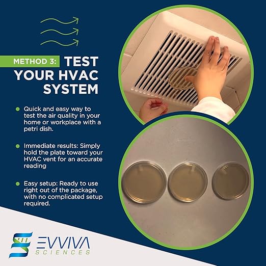 Evviva Sciences Mold Test Kit for Home - 5 Simple Detection Tests w/Optional Lab Analysis (Extra Fee), Test HVAC System, Home Surfaces, & Indoor Air Quality - Downloadable Mold Information Guide
