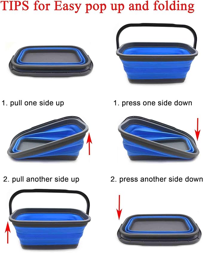 SAMMART 11.6L (3.06 Gallon) Collapsible Rectangular Handy Basket/Bucket (Blue, 1)