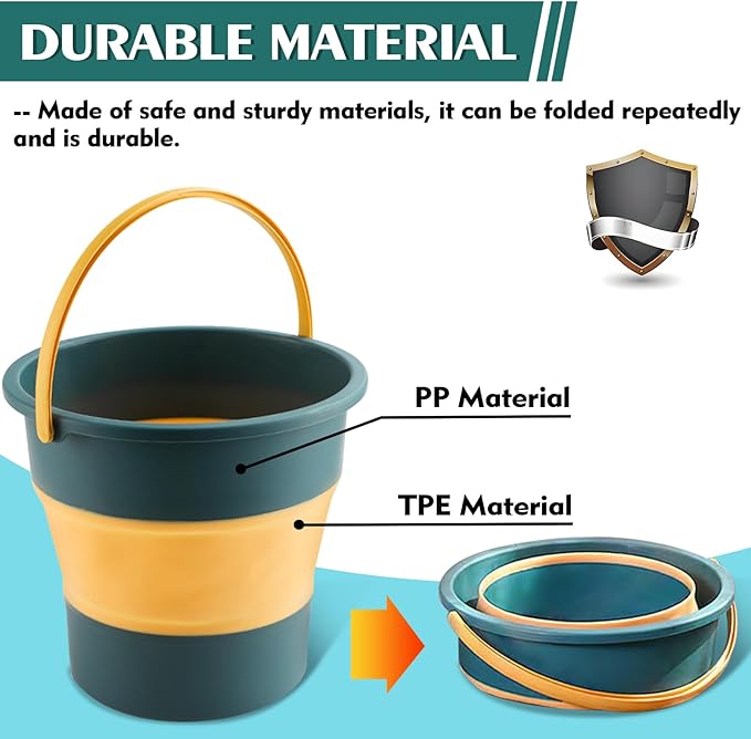 Collapsible Bucket 1.3 Gallon/5L Small Plastic Buckets Household Cleaning Mop Buckets Foldable Water Bucket for Car Wash Fishing Camping Beach (Blue)