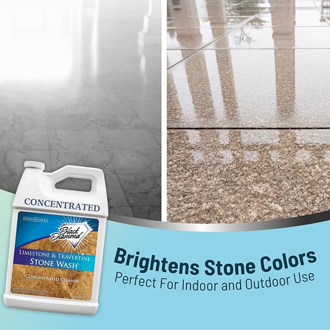 Black Diamond Stoneworks Natural Stone Cleaner - Limestone, Slate & Travertine Cleaner - Natural Stone Shower Cleaner for Marble - Concentrated PH Neutral Stone Floor Cleaner - 1-Gallon.