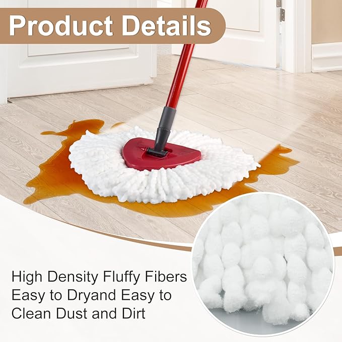 Mop Replace Head for O Cedar, 7 Pack Mop Heads Replacements for Ocedar, Spin Mop Head for Ocedar Easy Wring 1 Tank System, Include 4 Pack Spin Mop Refills & 2 Scrubber Mop Head & 1 Mop Base