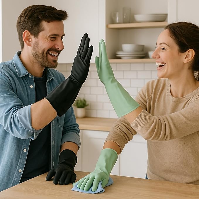 Rubber Dishwashing Gloves for Kitchen 4 Pairs Cleaning Household Dish Washing Reusable & Waterproof Latex Glove(Medium)