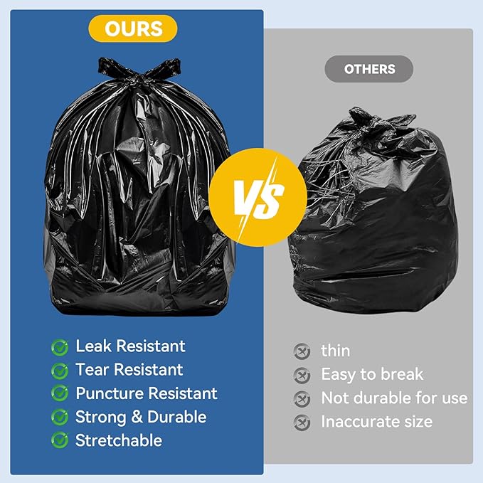 40-45 Gallon Trash Bags,Large Black Trash Bags,Heavy Duty Plastic Garbage Bags for Household Office Restaurant (Black, 50 Count(39 x 47"))