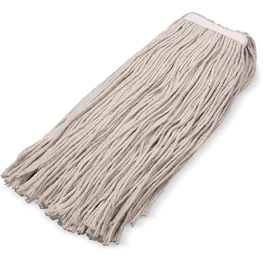 SPARTA Flo-Pac Cotton Mop Head, Cut-End, Narrow Band with White Band for Organized Cleaning, 40 Inches, Tan, (Pack of 12)