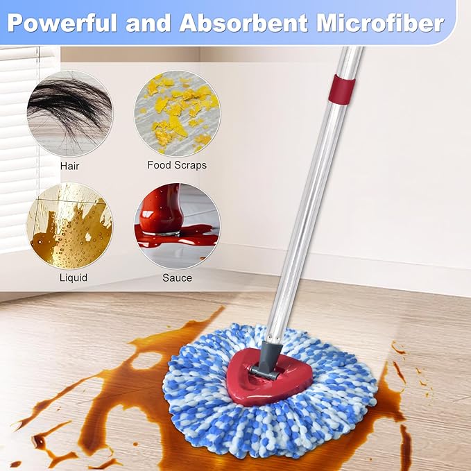 Mop Head Replacement, Base, Mop Handle for Ocedar RinseClean 2-Tank System, 2 Microfiber Mop Refills, Extendable Length 30-59" Mop Handle, Base and Scrubber for All Hard-surfaced Floor