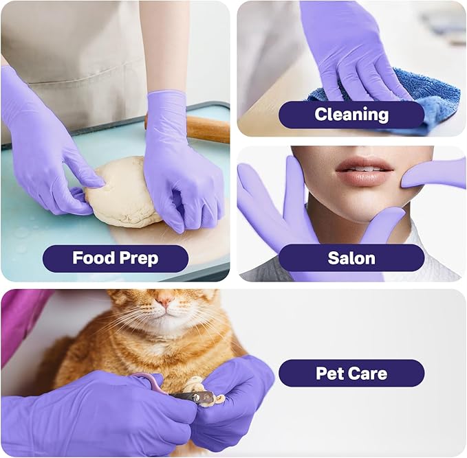 Nitrile Disposable Gloves 4 Mil Nitrile Cleaning Gloves Latex Free for Food Prep, Cooking,Lab,Home,Salon&Tattoo