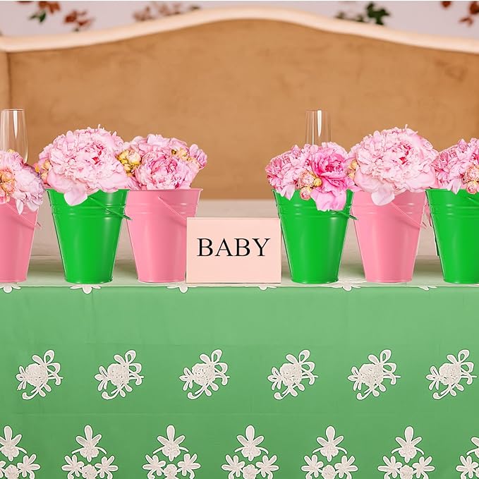 Sadnyy 12 Pack Metal Buckets with Handle, Galvanized Bucket 4.5 x 5 Inch Basket Bucket Party Supplies, Crafts for Christmas Halloween Candy Bars Vase Crafts(Pink Green)