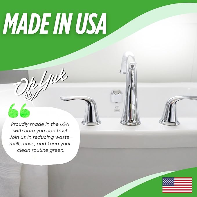 Oh Yuk Tub and Tile Cleaner – Combo Pack with Spray and Concentrate Refill | Cleans Tubs, Tiles, and Shower Walls | 4X Long-Lasting Value | Biodegradable, Vegan, Cruelty-Free | Made in USA