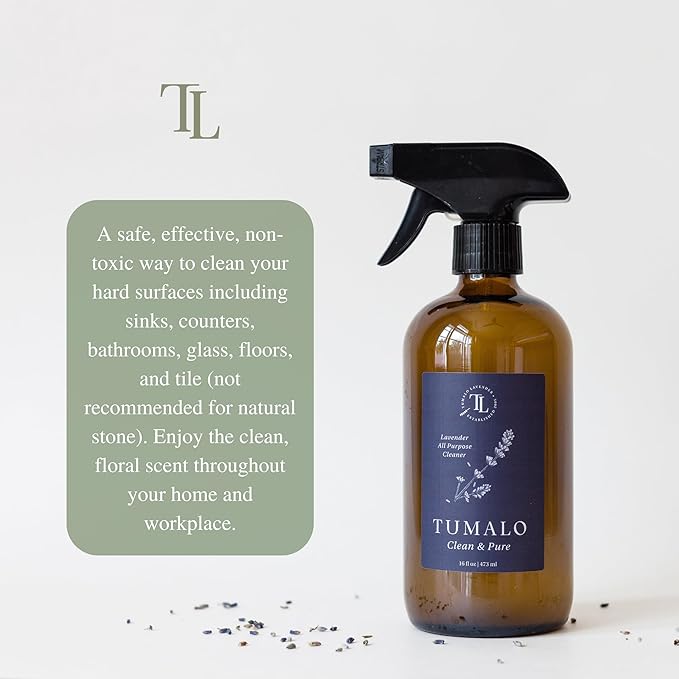 Natural All Surface Multi-Purpose Cleaning Spray - Made in the USA with Lavender Hydrosol, Lemon & Eucalyptus Essential Oils, Ideal for Kitchen, Bathroom, Windows, Stainless Steel Surfaces, 18.5oz