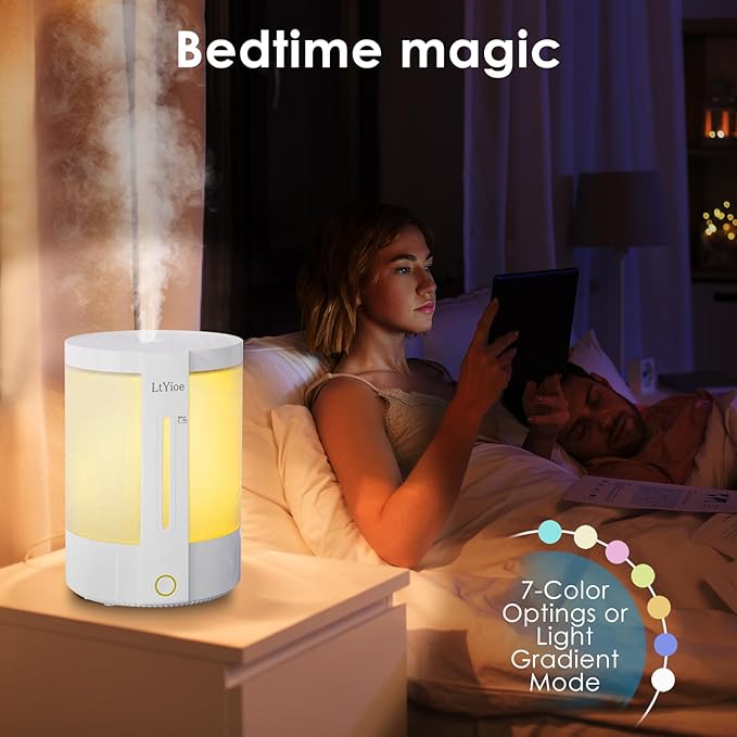 Top Fill Humidifiers for Bedroom, 8-Colorful Lights, 2.5L Tank, Easy Fill&Clean, Ultra-Quiet Cool Mist with Essential Oil Diffuser, Touch Buttons, 3 Mist Modes, Auto Off, for Office, Home,16H.