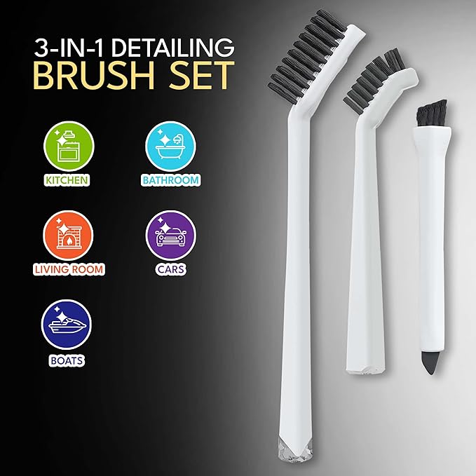 Grout Cleaning Brushes Set (3 Pcs) Deep Cleaner Multi-Purpose Stiff Bristle Brush, Cleaning Toothbrush for Cleaning Corners, Spaces, Tile, Shower, Window & Door Track, Floor, Juicers and Tight Spaces