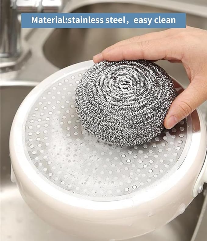 6Pcs Steel Wool Scrubbers - Flexible Scrubber Pads for Cleaning Dishes, Pots, Pans, Grills and Sinks