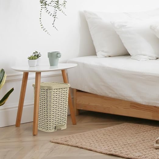 Superior Performance Inc 3.1 Gal. Rattan Style Compact Trash Can (Beige and Brown)