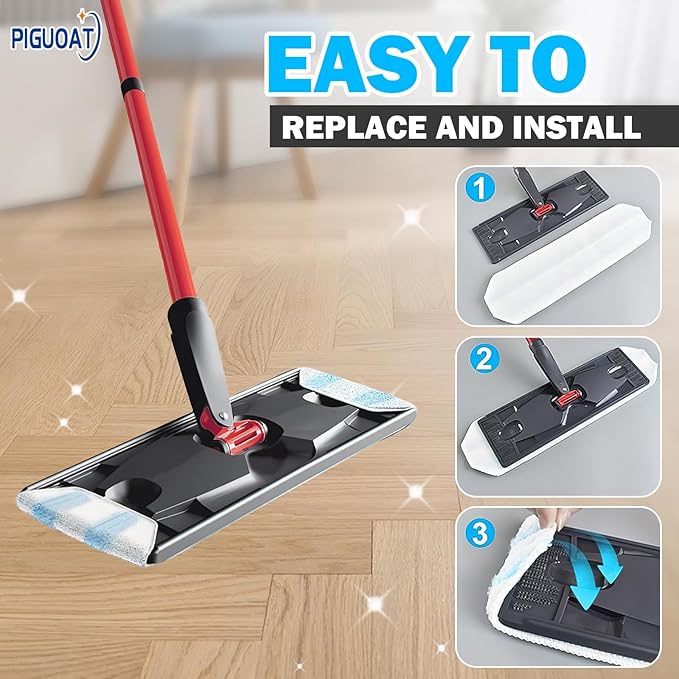 H2prO Mop Pads Fit for Ocedar H2prO Flat Mop, 6 Pack Mop Refills for O-Cedar H2pro Flat Mop, Machine Washable Reusable Microfiber Mop Heads Replacements for Ocedar H2 Pro Mop