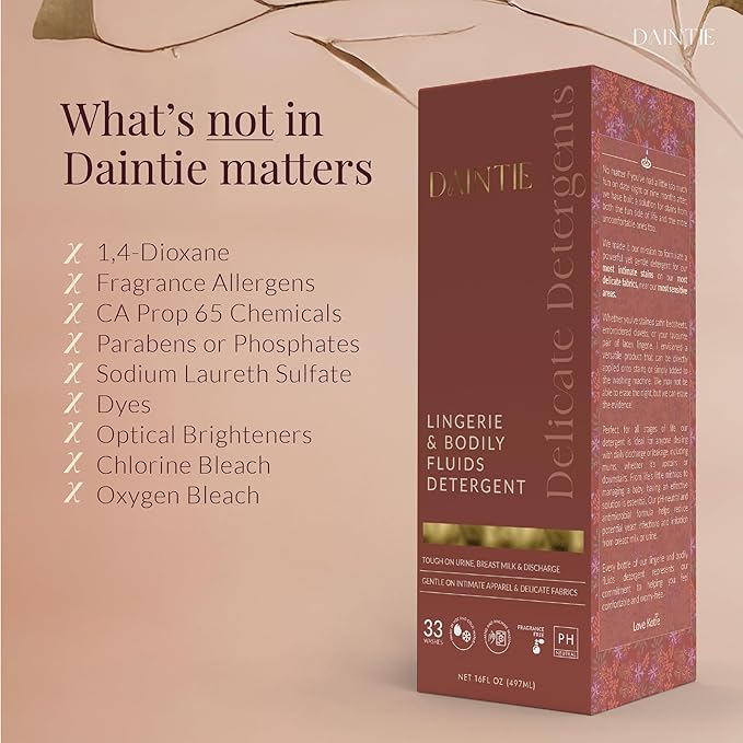 Delicates, Lingerie & Bodily Fluids Detergent – Gentle, pH Neutral, and Enzyme Powered Stain Remover for Intimate Fabrics 16 Fl Oz