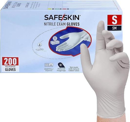 SAFESKIN Nitrile Exam Gloves Disposable Powder-Free Gloves for Medical, Dental, Cleaning, Cooking, Chemotherapy, 3.5 Mil Gray