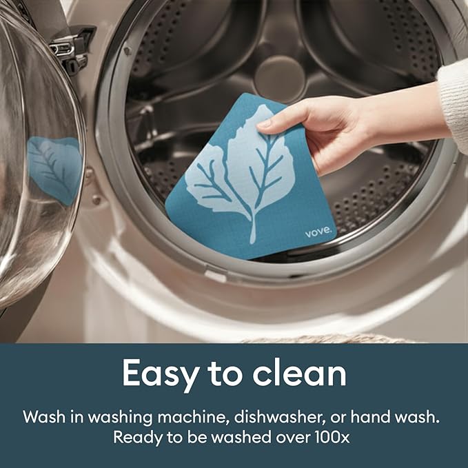 Vove Swedish Dishcloths 5-Pack, Nordic Nature - FSC Certified Cellulose & Cotton, Oeko-TEX Standard 100, Reusable Washable Kitchen Cleaning Cloths, Eco Friendly Floral Design