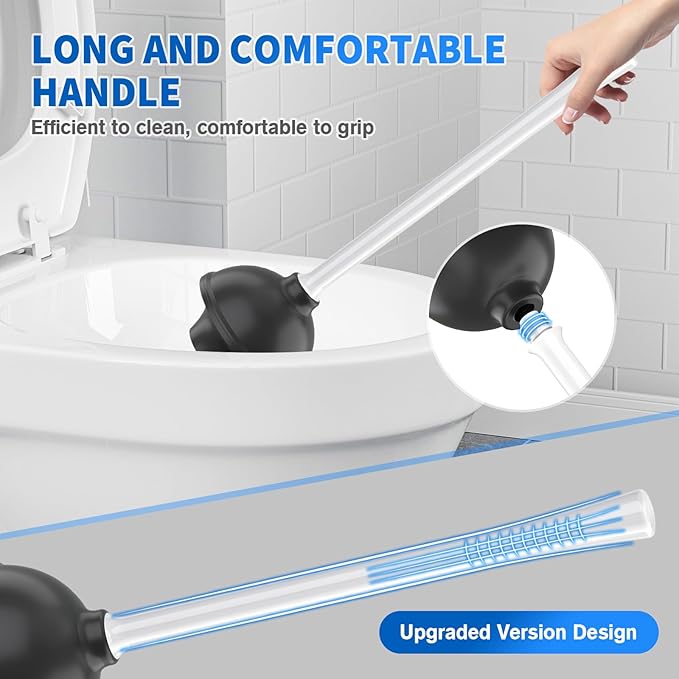 Toilet Plunger and Brush, 2 Pack Bowl Brush and Heavy Duty Toilet Plunger Set with Ventilated Holder, 2-in-1 Toilet Brush and Plunger Combo for 5.3-inch Toilet Drain Bathroom Cleaning