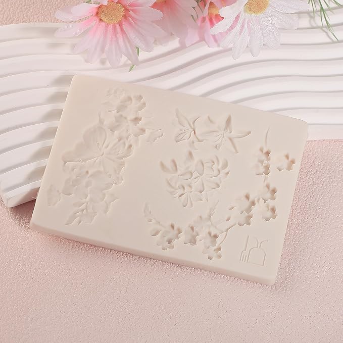 1 Pcs 3D Embossed Flower Fondant Mold, Exquisite Butterfly Lily Chocolate Silicone Molds, for Birthday Cake Decoration, Wedding Dessert Table, Candy, Keychain, Resin Crafts