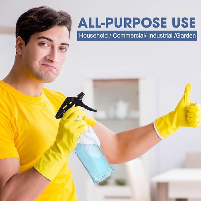 10 Pack Spray Bottles 16 oz Empty Water Spray Bottles for Cleaning Heavy Duty Refillable Squirt ‌container with Measurements Adjustable Nozzle for Household(Black,Clear Style)