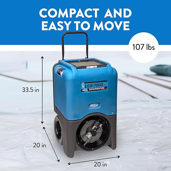 Dri-Eaz LGR 7000XLi Commercial Dehumidifier with Pump F412, 29 Gal, Industrial Dehumidifier