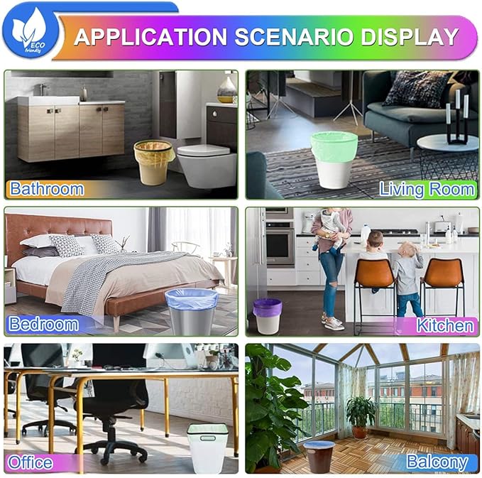 1.5 Gallon Trash Bags Small Bathroom Garbage Bags, Unscented Wastebasket Liners, Strong Kitchen Garbage Bags Colorful Bin Bags for Office, Bedroom,Living Room (5Liter, 120 Counts)