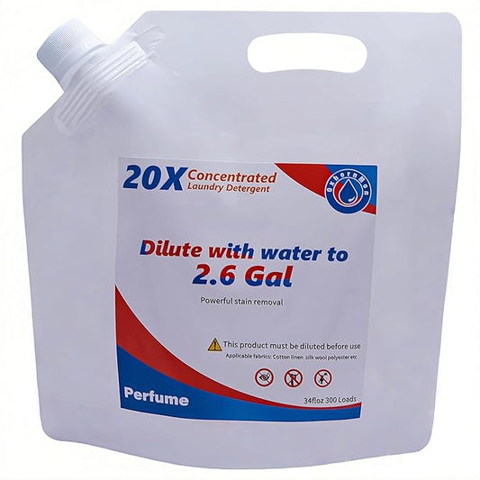 bulk Laundry Detergent Refill, 20X Concentrated,Makes 2.6 Gal (300 Loads) - Ultra Stain Fighter, HE Compatible, Low Cost per Load for Home & Commercial Use