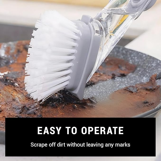 Soap Dispensing Dish Scrubber Brush for Kitchen Sink with 2 Pcs Sponge Refills