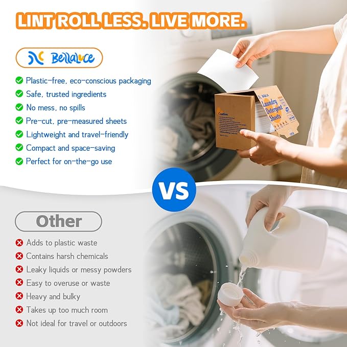 BellaLuce Laundry Detergent Sheets - Laundry Sheets, 400 Loads, Eco-Friendly, Plastic-Free, Fresh Linen Scent, Space Saving, Fast Dissolve & Hypoallergenic
