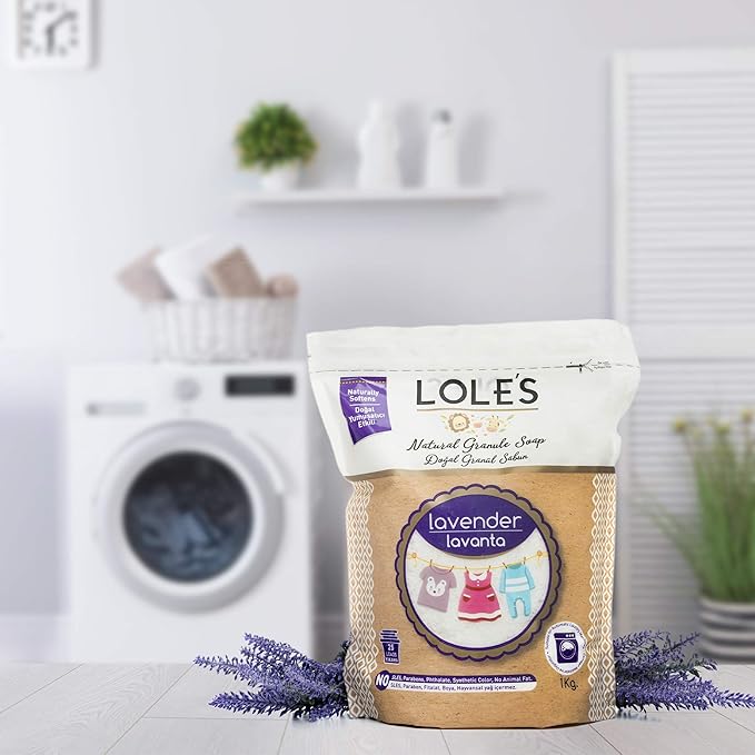Lole's Granule Soap Lavender Scented 2.2 lb, Plant Based Soap Flakes, Laundry Detergent Granules, Eco Friendly Flake Bulk, Pure Natural Ingredients, Granulated Detergent