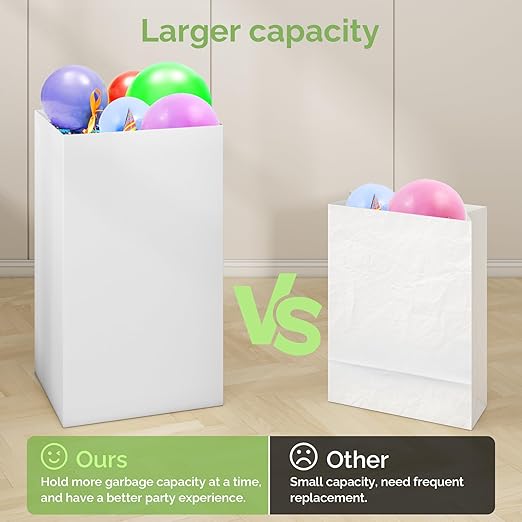 4 Pack Extra Large Disposable Trash Cans, Reusable Portable Garbage Can, 13 Gallon (21.6" H x 13.5" W x 10" D), Extra Thick Recycled Cardboard Portable Garbage Can and Recycling Bins,White