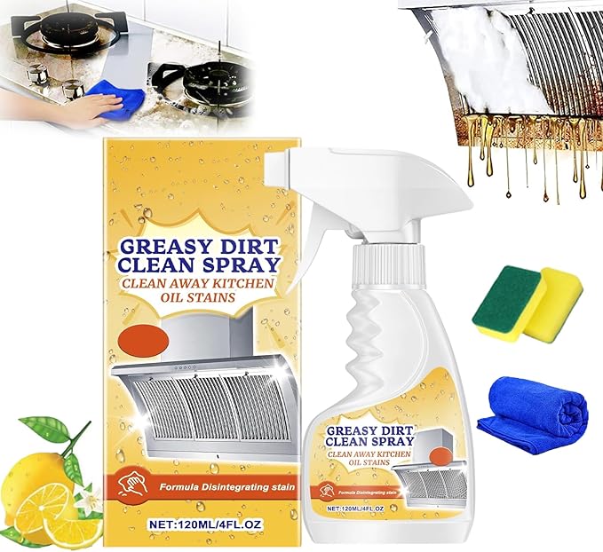 2025 New Greasy Dirt Clean Spray, Multifunctional Powerful Kitchen Foam Cleaner, Fast Foaming and Stain Removing, Heavy Oil Stain Cleaner Kitchen for Oven, Stove, Range Hood (1pcs)