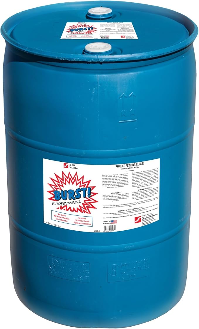 Burst! All-Purpose Degreaser, Non-Caustic Formula, Multi-Surface Cleaner, for Aluminum, Vinyl, Kitchen, Bathroom, Available in 1 Qt to 55 Gal