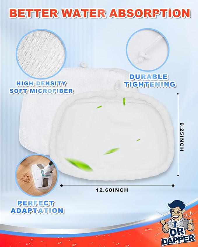 DR DAPPER 4 Pack SMP01 Steam Mop Pads Compatible with Kenmore SM2060 S200 Series, Steam-Mop Reusable Washable Floor Mop Pad for Hardwood Floor Steam Cleaner