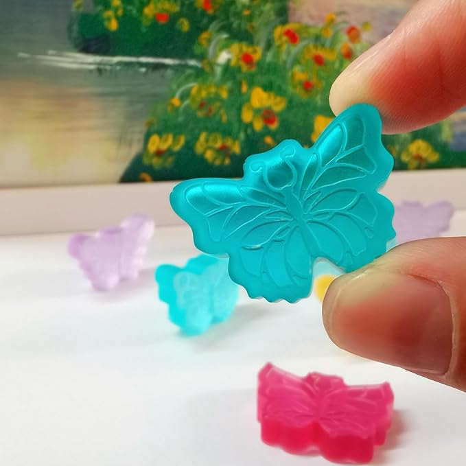 Butterfly Molds Silicone for Chocolate Candy Gummy, Small Wax Melt Molds Butterfly Baking Molds Ice Cube Tray with Scraper