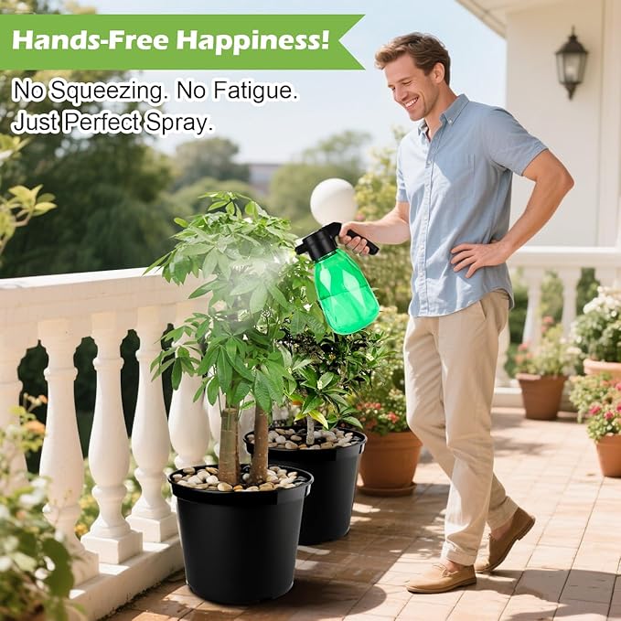 5-Gallon Nursery Pots 5P with 0.5 Gallon/2L Electric Spray Bottle, Plant Containers with Drainage Holes, Round Sturdy Garden Planters for Indoor/Outdoor Greenery