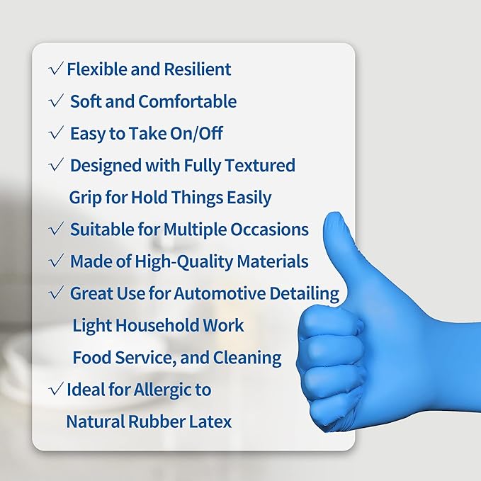 Daddy's Choice Nitrile Gloves 100Pcs 1000 Pcs Disposable Blue, Small/Medium/Large/XLarge, No Latex No Powder