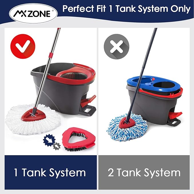 Spin Mop Head Replacement Base Handle Compatible with O Cedar EasyWring 1-Tank System, 4 Mop Replace Heads, 1 Mop Handle, 1 Mop Base and 1 Mop Base Scrub Brush Combo Set