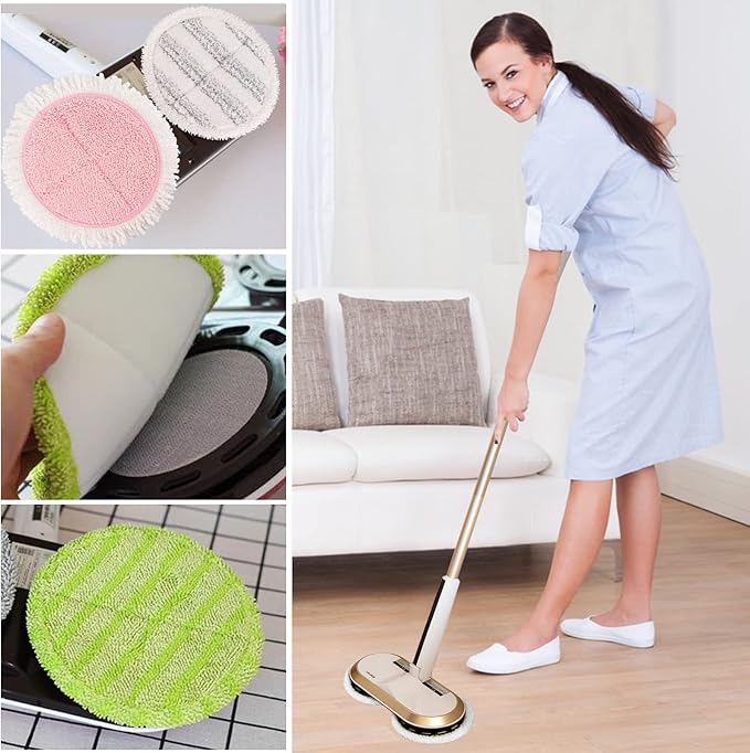 Electric Mop Pads, 6.3in Spin Mop Pads for Most Cordless Electric Spin Mop, Round Mop Replacement Pads for Floor Cleaning(8 Pack)