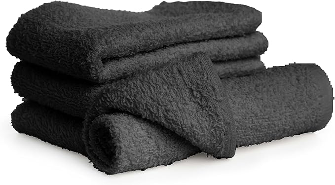 ZUPERIA 100% Cotton Terry Towels Cleaning Cloths, Pack of 50 (12" x 12") Multipurpose, Highly Absorbent, Reusable Cotton Rags, Bar Towels & Cleaning Rags for Everyday Usage (Grey)
