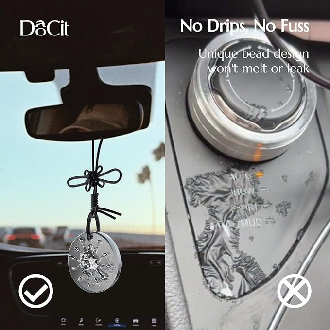 Car Air Freshener Hanging Essential Oil Diffuser with Bead Release Design, 40+ Days Long Lasting Scent for Men & Women, 7 Original + 14 Refills for Car/Home/Office, White Tea Fragrance