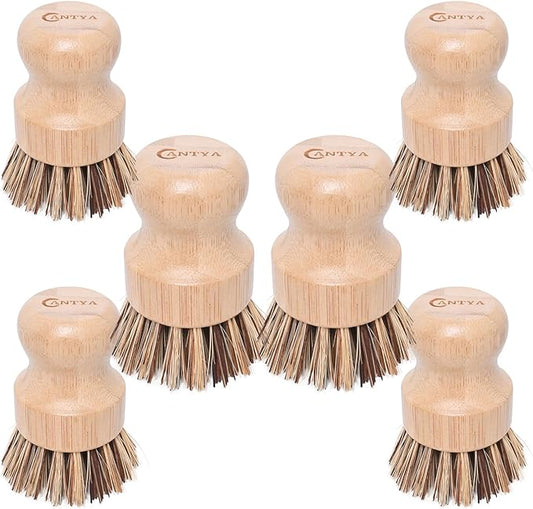 6 Pack Kitchen Scrub Brush for Dishes - Hard Bristle, Natural Dish Scrubber Brush Environmental Protection and Durable, Kitchen Scrubbers for Dishes, Pots, Pans, Grills and Stoves