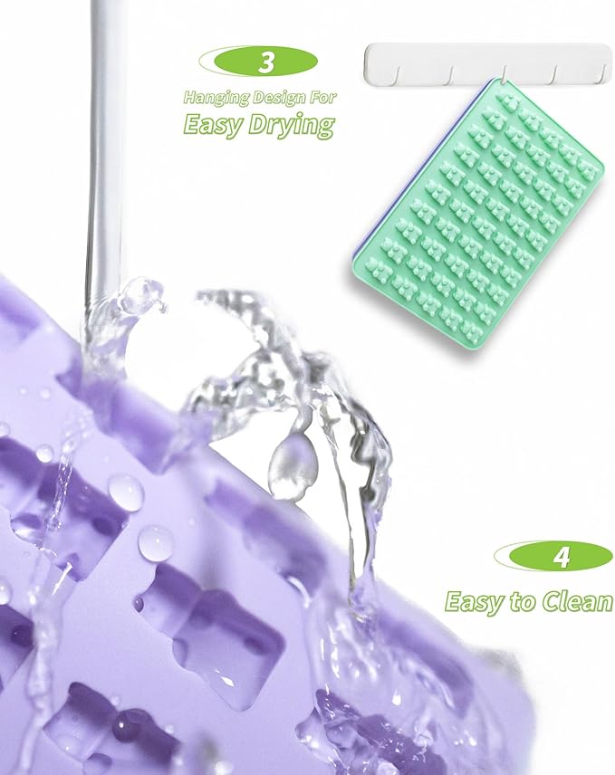 Gummy Bear Silicone Molds 4 PCS, KKDINDAN Mini Size Chocolate Gummy Molds with 2 Droppers, BPA Free Food Grade Platinum Silicone Molds, Nonstick Candy Molds