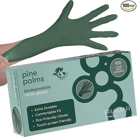 FRAMAR Green Gloves Disposable Latex Free – Powder Free Nitrile Gloves Small, Disposable Rubber Glove Small Nitrile Biodegradable Glove – 100 Pk